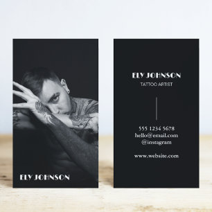 Professional Black & White Photo Tattoo Artist Business Card