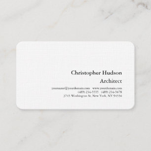 Professional Black White Plain Architect Linen Business Card