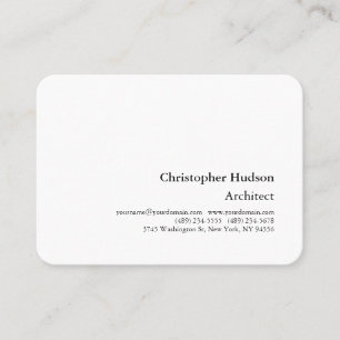 Professional Black White Plain Architect Thick Business Card