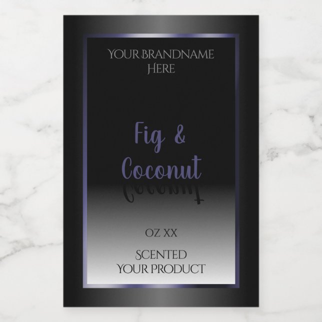 Professional Black White Product Labels Blue Frame (Single Label)