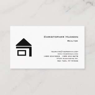 Professional Black White Simple Plain Realtor Business Card