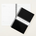 Professional Black & White Stripe | Name & Year Planner<br><div class="desc">Modern professional planner features a simple black and white design with custom name in a coordinating white banner with a double grey stripe with white accents and black text. Shown with a custom name and year on the front in modern typography, this personalized planner is designed with custom text. You...</div>
