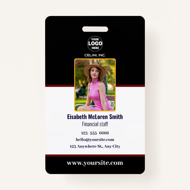 Professional BlackSecurity adge: Photo & Company  Badge (Front)