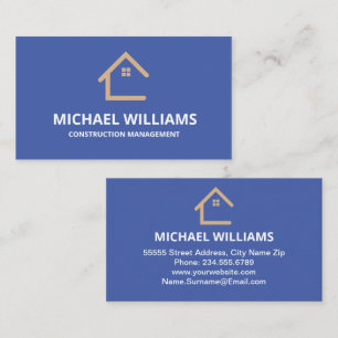 Professional Blue and White General Construction  Business Card