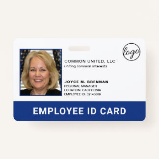 Professional Blue Company Logo Employee Photo ID Badge