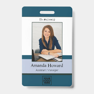 Professional Blue Custom Employee Photo ID Company Badge