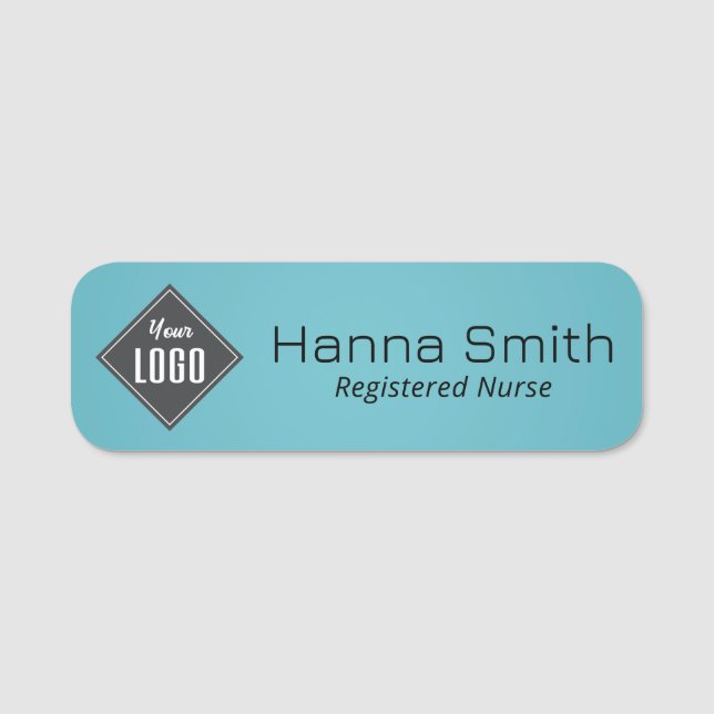 Professional Blue Magnetic Company Employee  Name Tag (Front)