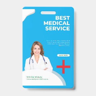 Professional Blue Medical Service ID Badge - Moder