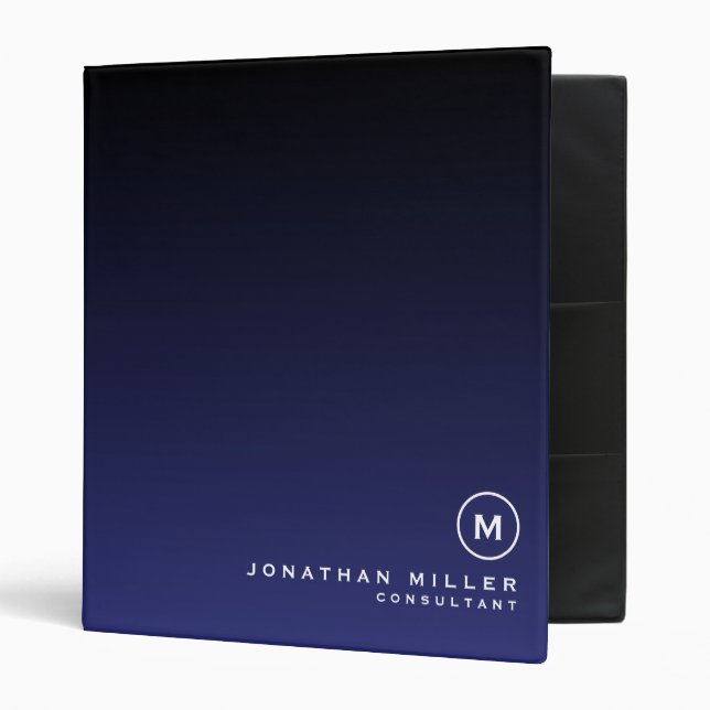 Professional Blue Monogram Initial Binder (Front/Inside)