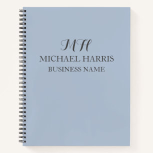 Professional Blue Monogram Initial Business Notebook