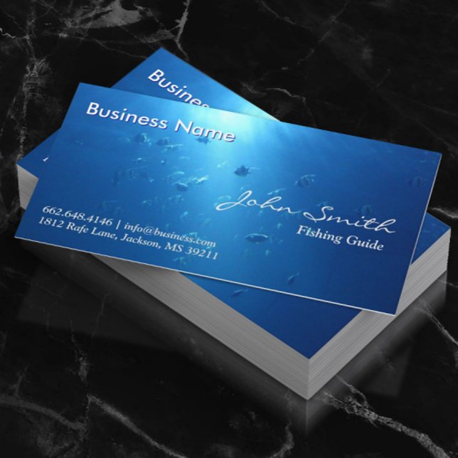 Professional Blue Ocean Fishes Fishing Guide Business Card (Creator Uploaded)