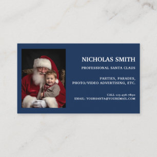 Professional Blue Santa Claus Photo Business Card