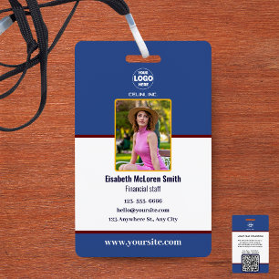 Professional Blue Security Badge: Photo & Company Badge