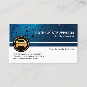 Professional Blue Water Drop Detailing Centre Business Card