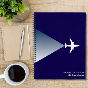 Professional Blue White Modern Stylish Aviation Notebook