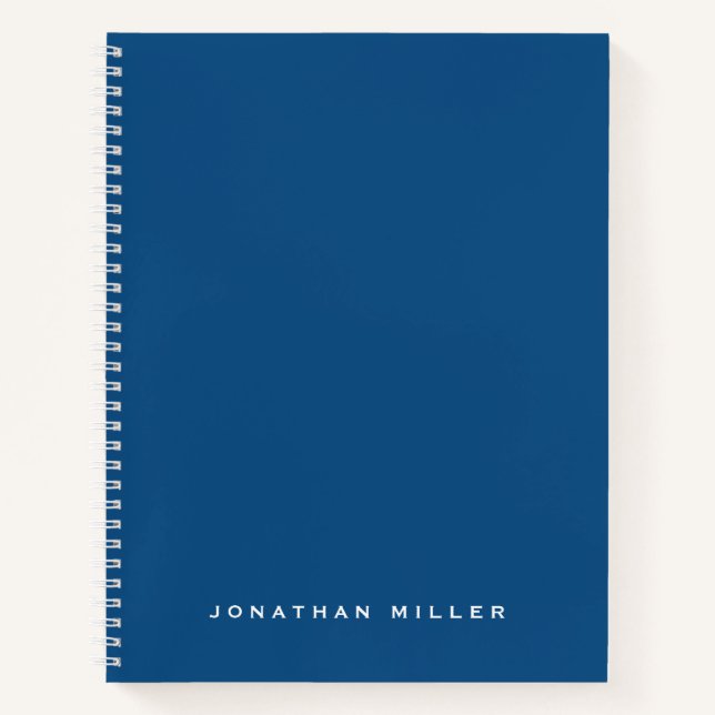 Professional Blue & White Personalized Name Notebook (Front)