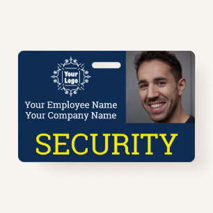 Professional Blue & Yellow Security Guard Photo ID Badge