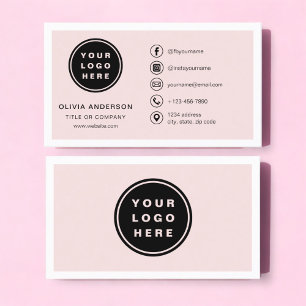 Professional Blush Pink Business Logo Social Media Business Card