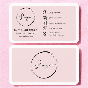Professional Blush Pink Business Logo Social Media Card