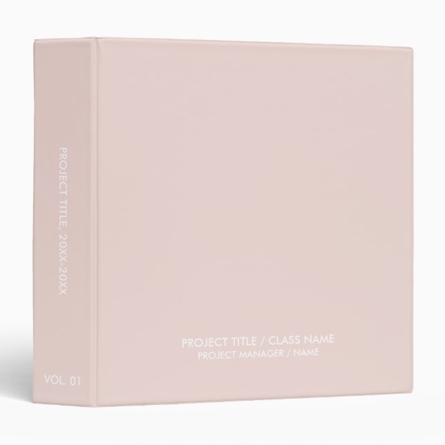 Professional blush pink custom class name title binder (Front/Spine)
