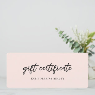 Professional Blush Pink Elegant Gift Certificate
