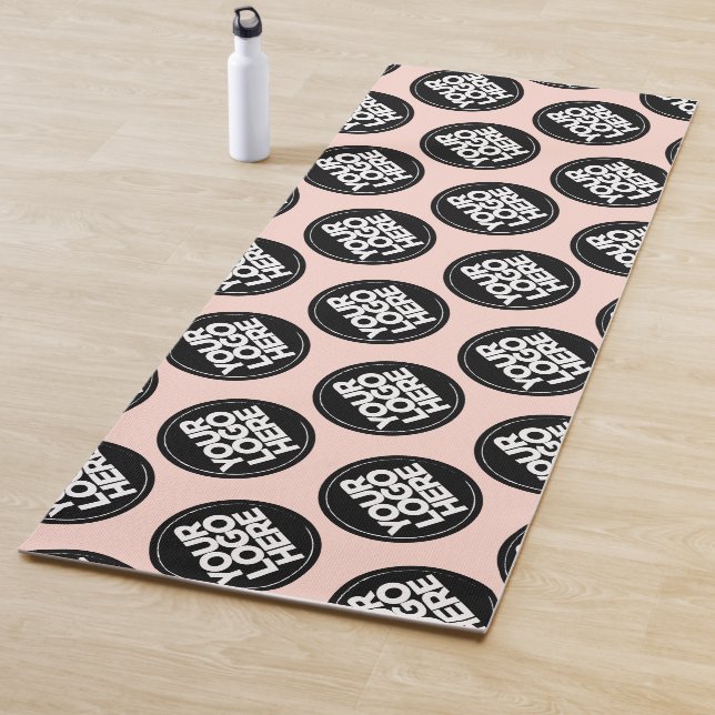 Professional Blush Pink Repeating Logo Background Yoga Mat (In Situ)