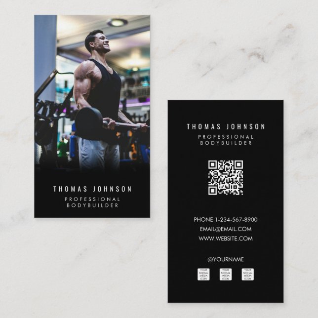 Professional Bodybuilder Social Media Influencer Business Card (Front/Back)