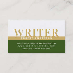 PROFESSIONAL bold job colour block gold dark green Business Card