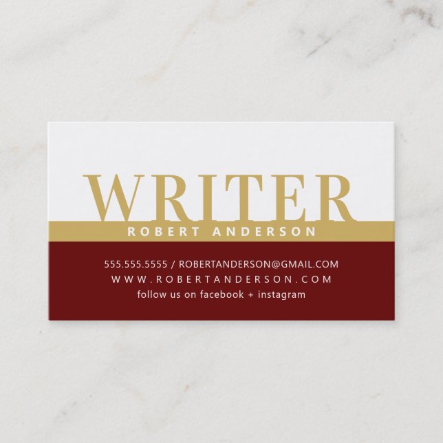PROFESSIONAL bold job colour block gold dark red Business Card (Front)
