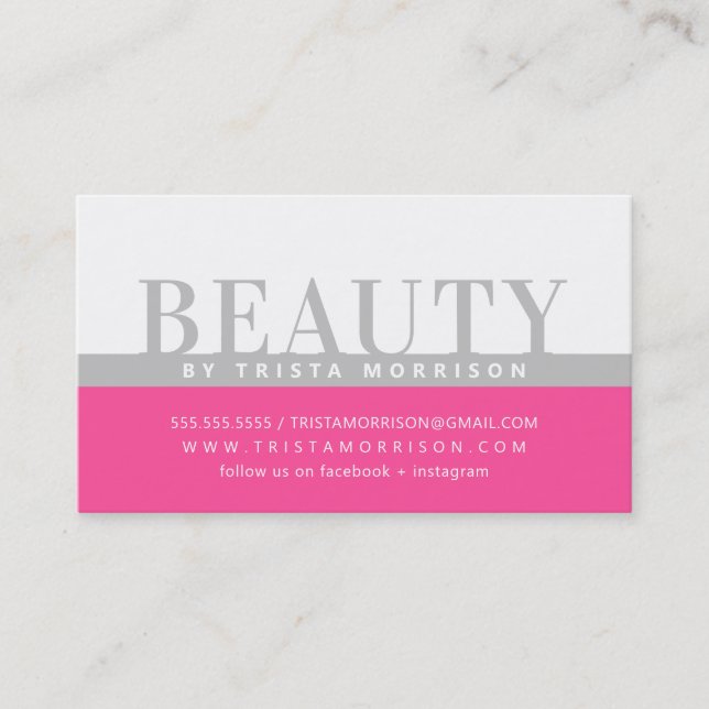 PROFESSIONAL bold job colour block grey candy pink Business Card (Front)