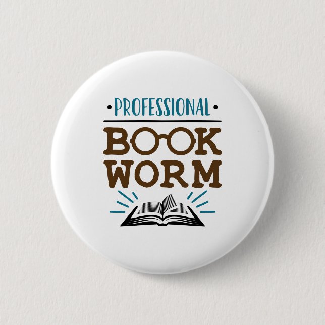 Professional Bookworm 2 Inch Round Button (Front)