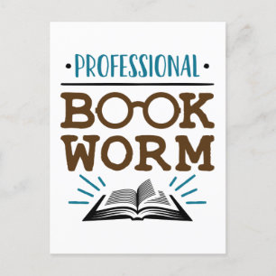 Professional Bookworm Avid Book Reader Postcard