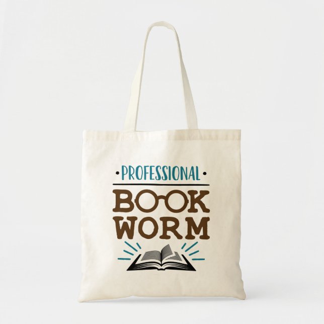 Professional Bookworm Avid Book Reader Tote Bag (Front)