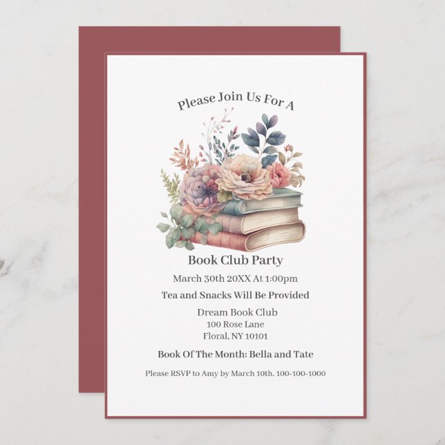 Professional Bookworm, Book Club Invitation (Front/Back)