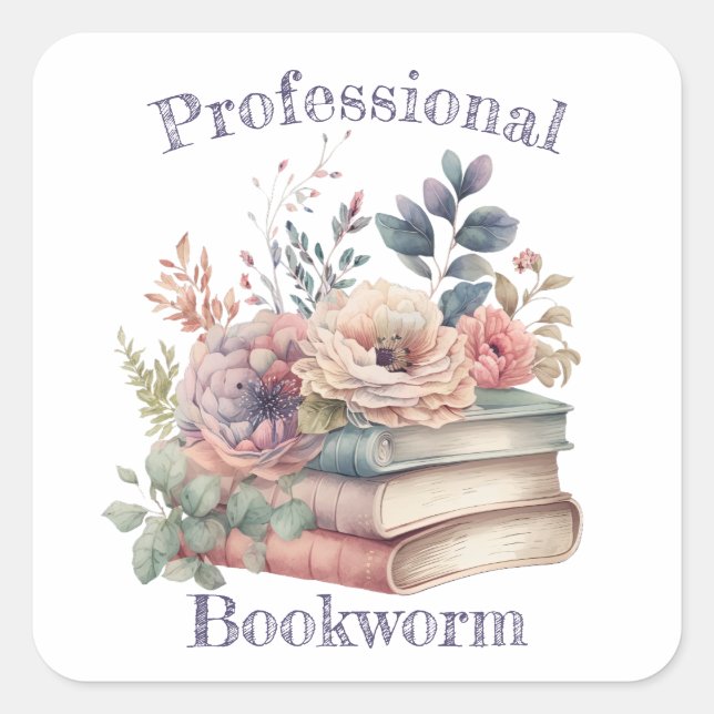 Professional Bookworm, Book Lover Square Sticker (Front)