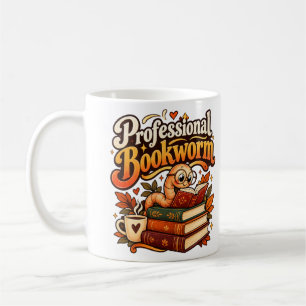 Professional Bookworm Cute Retro Reading Worm Mug
