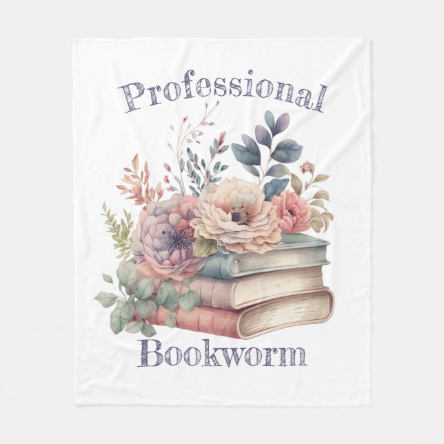 Professional Bookworm Fleece Blanket (Front)