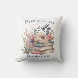 Professional Bookworm Throw Pillow