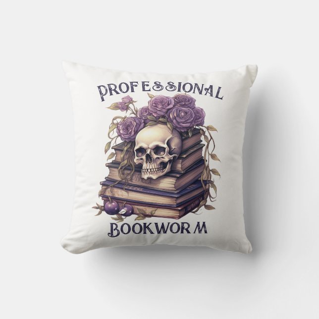 Professional Bookworm Throw Pillow (Front)