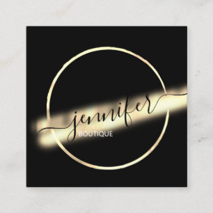 Professional Boutique Gold Black QRCODE Logo Uniqu Square Business Card