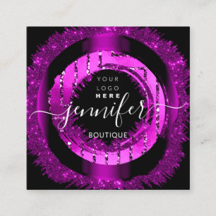 Professional Boutique Logo Glitter Pink Logo Square Business Card
