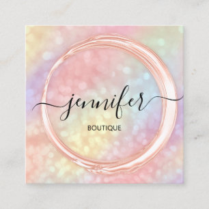 Professional Boutique Shop Beauty Holographic Square Business Card
