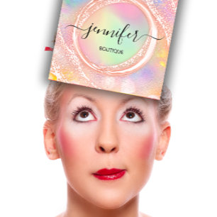 Professional Boutique Shop Beauty QR Pastels Square Business Card