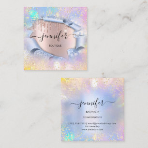 Professional Boutique Shop Blue GlitterHolograph3D Square Business Card