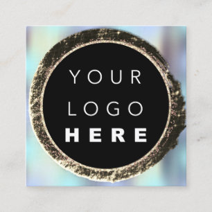 Professional Boutique Shop Blue Gold Unique Logo Square Business Card