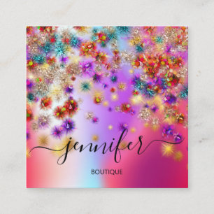 Professional Boutique Shop Event Planner Holograph Square Business Card