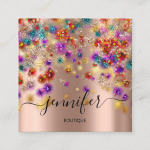 Professional Boutique Shop Event Planner Rose  Square Business Card