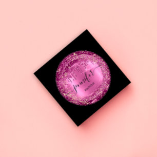 Professional Boutique Shop Glitter Pink Drips Blac Square Business Card