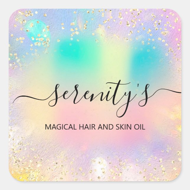 Professional Boutique Shop Gold Glitter Holograph  Square Sticker (Front)