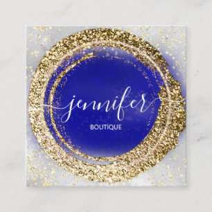 Professional Boutique Shop Gold Royal Blue Silver Square Business Card